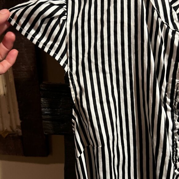 Who What Wear Black & White Stripe Midi Dress Size Small - Picture 7 of 8